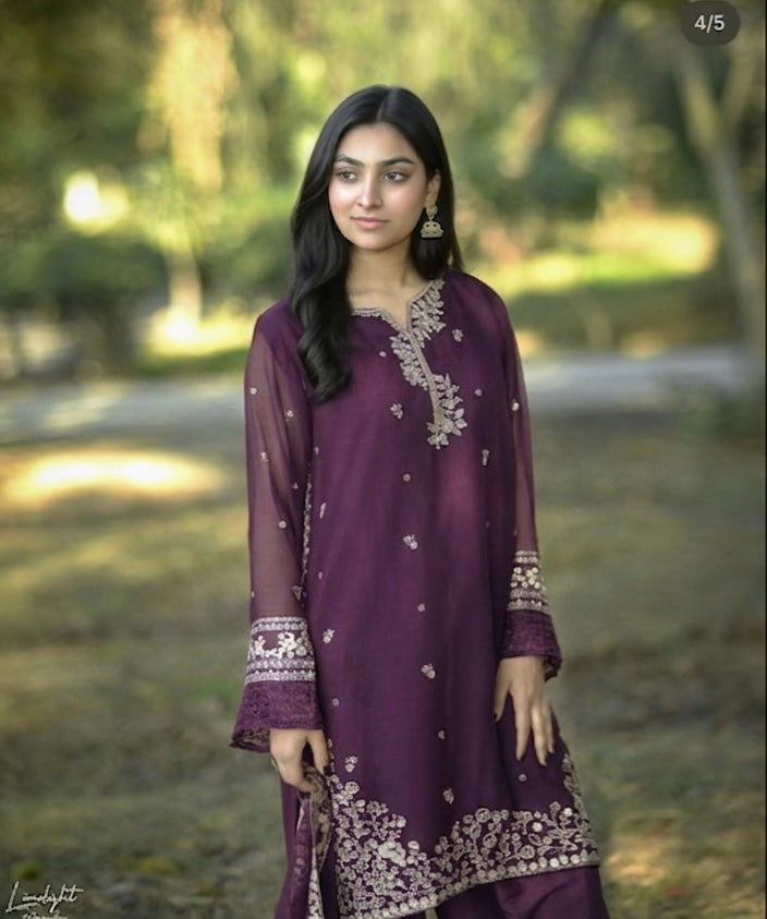 NF-333 Azure Embroidered Lawn 2PC
