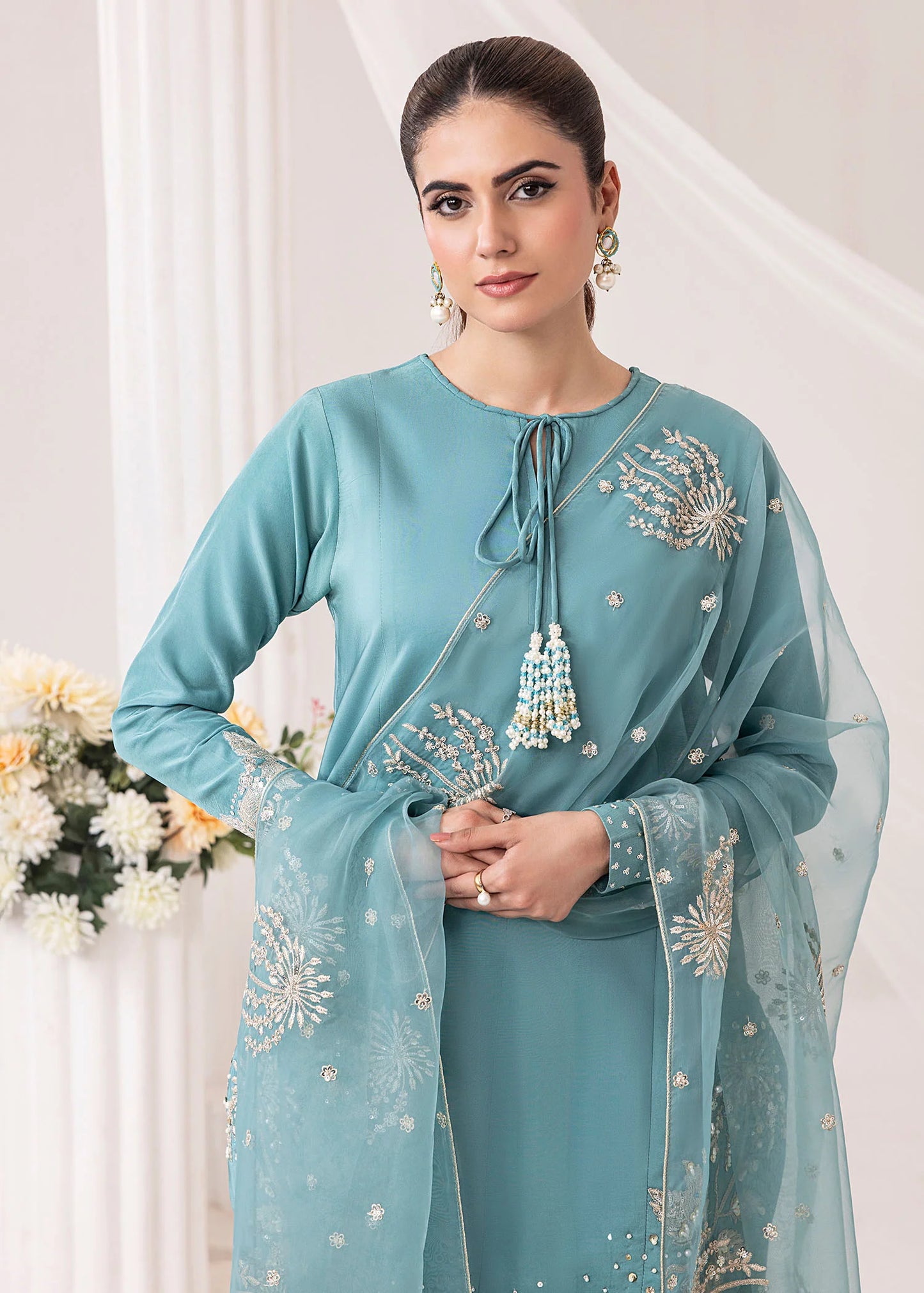 NF-845 Deepak Perwani Luxury Embroidered Lawn 3PC