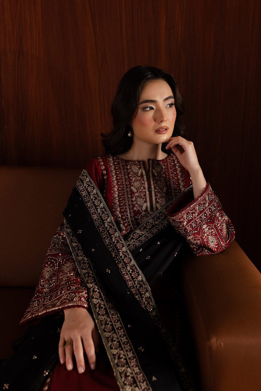 NF-729 Batik Winter Special Luxury Embroidered Shawl 3PC