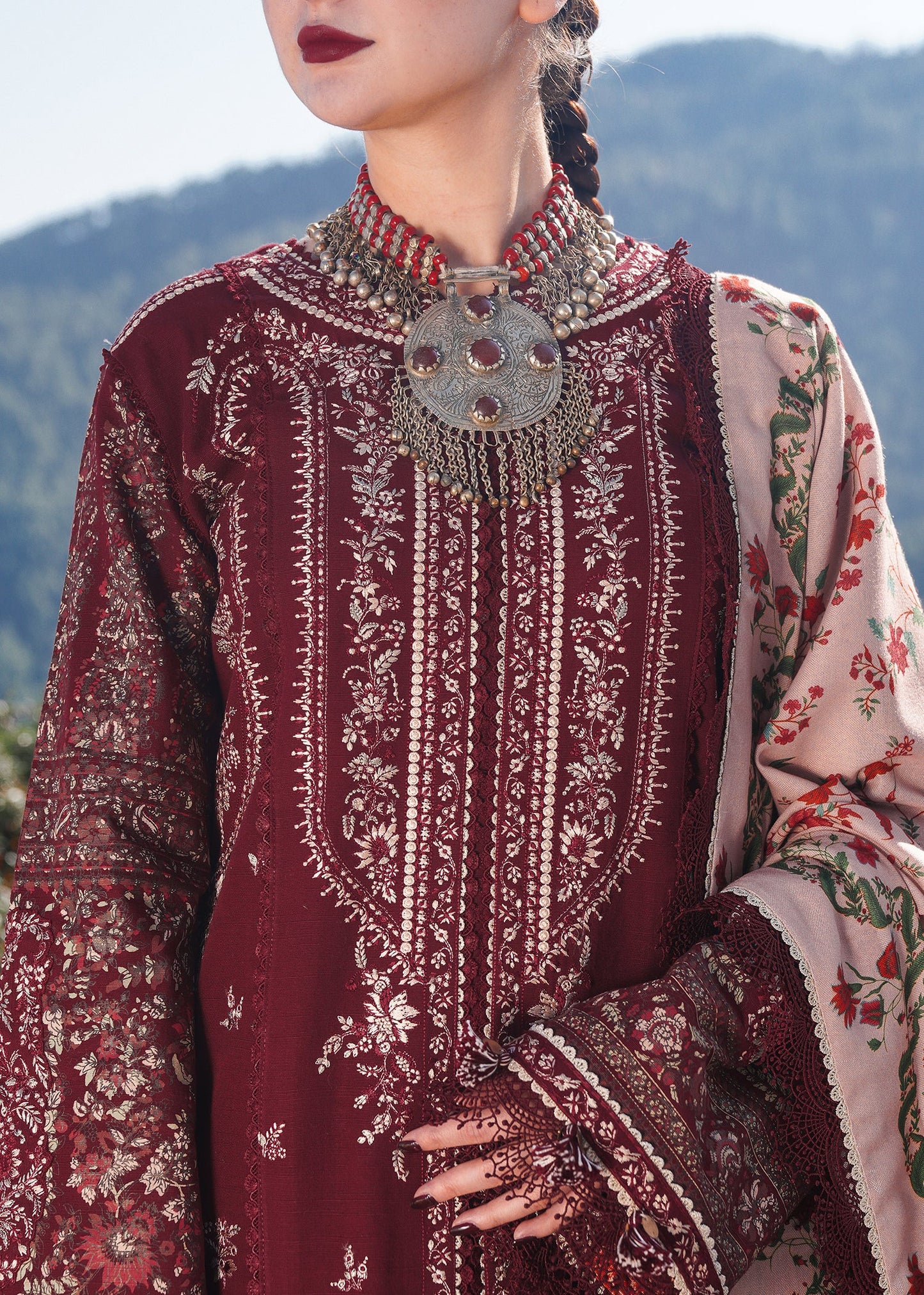 NF-262 Hussain Rehar Luxury Embroidered 3PC
