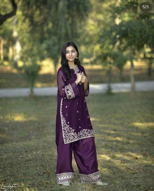 NF-333 Azure Embroidered Lawn 2PC