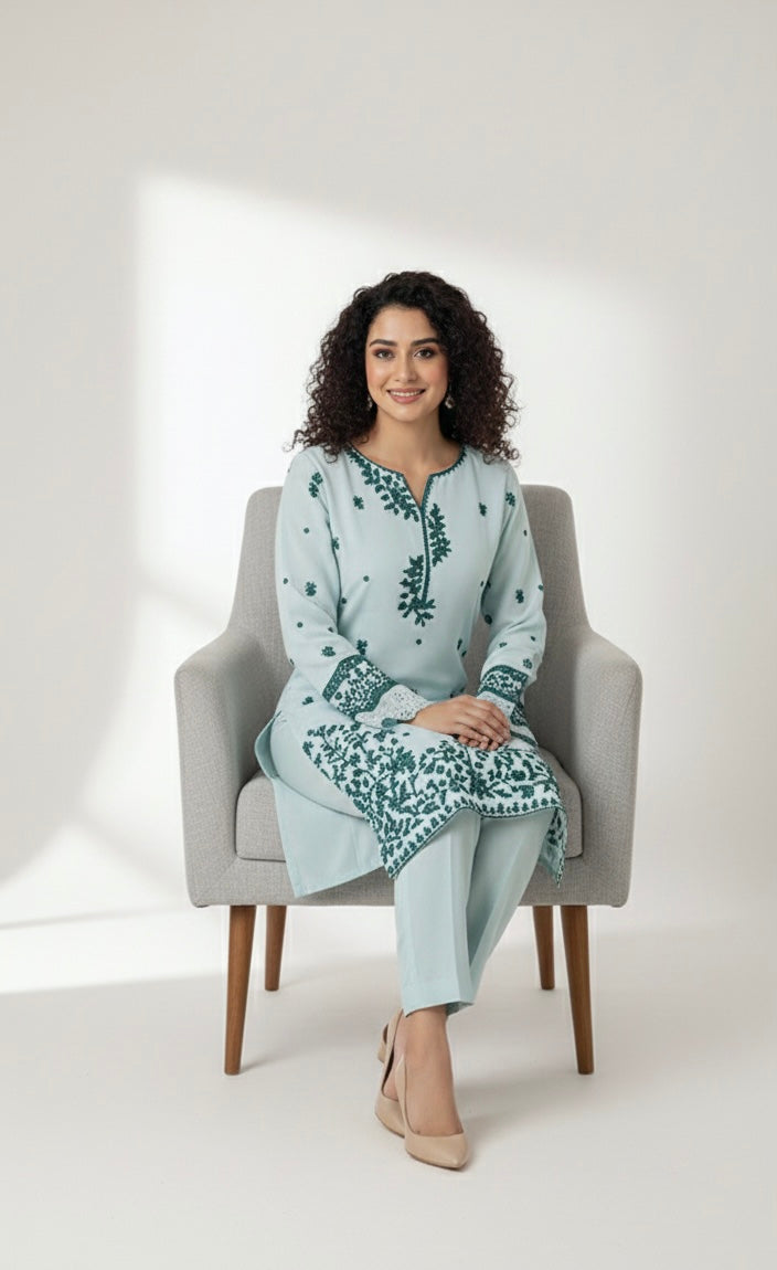 NF-308 Azure Luxury Embroidered lawn 2PC