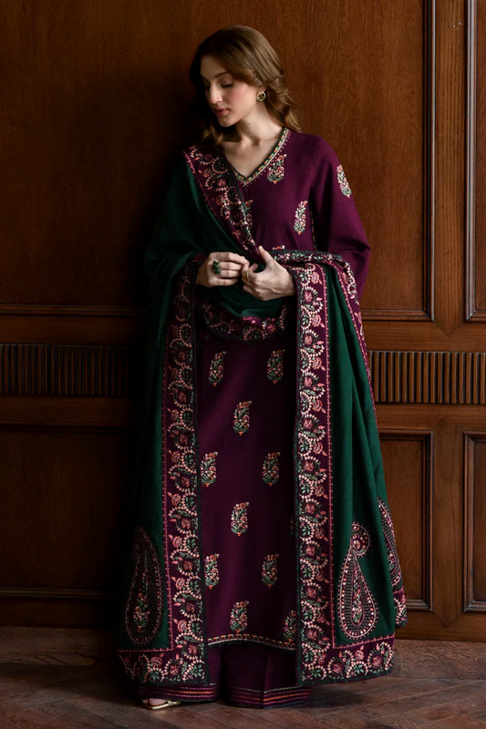 NF-508 Batik Purple Luxury Embroidered Lawn 3PC