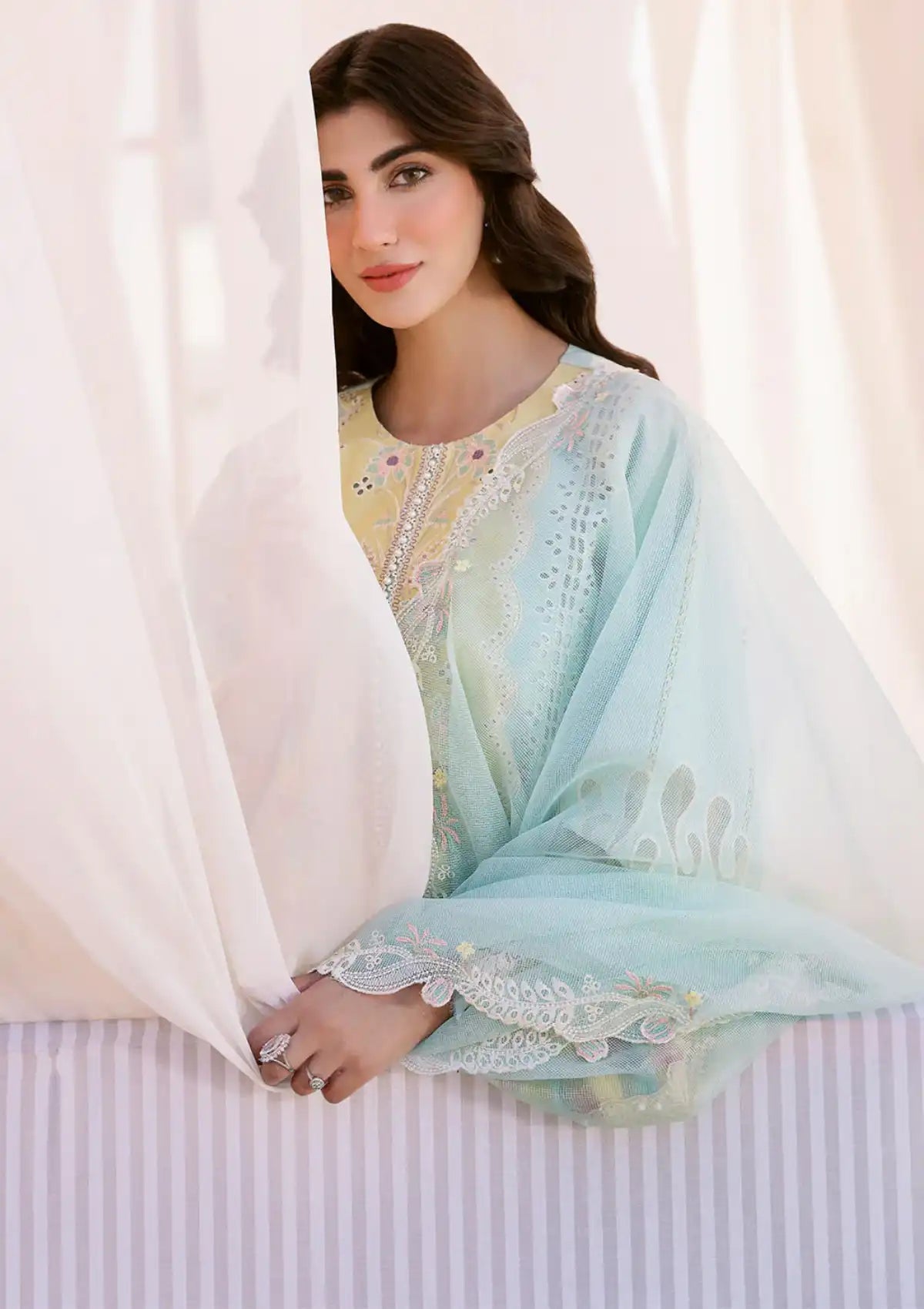 NF-805 Bin Ilyas Luxury Embroidered Lawn 3PC