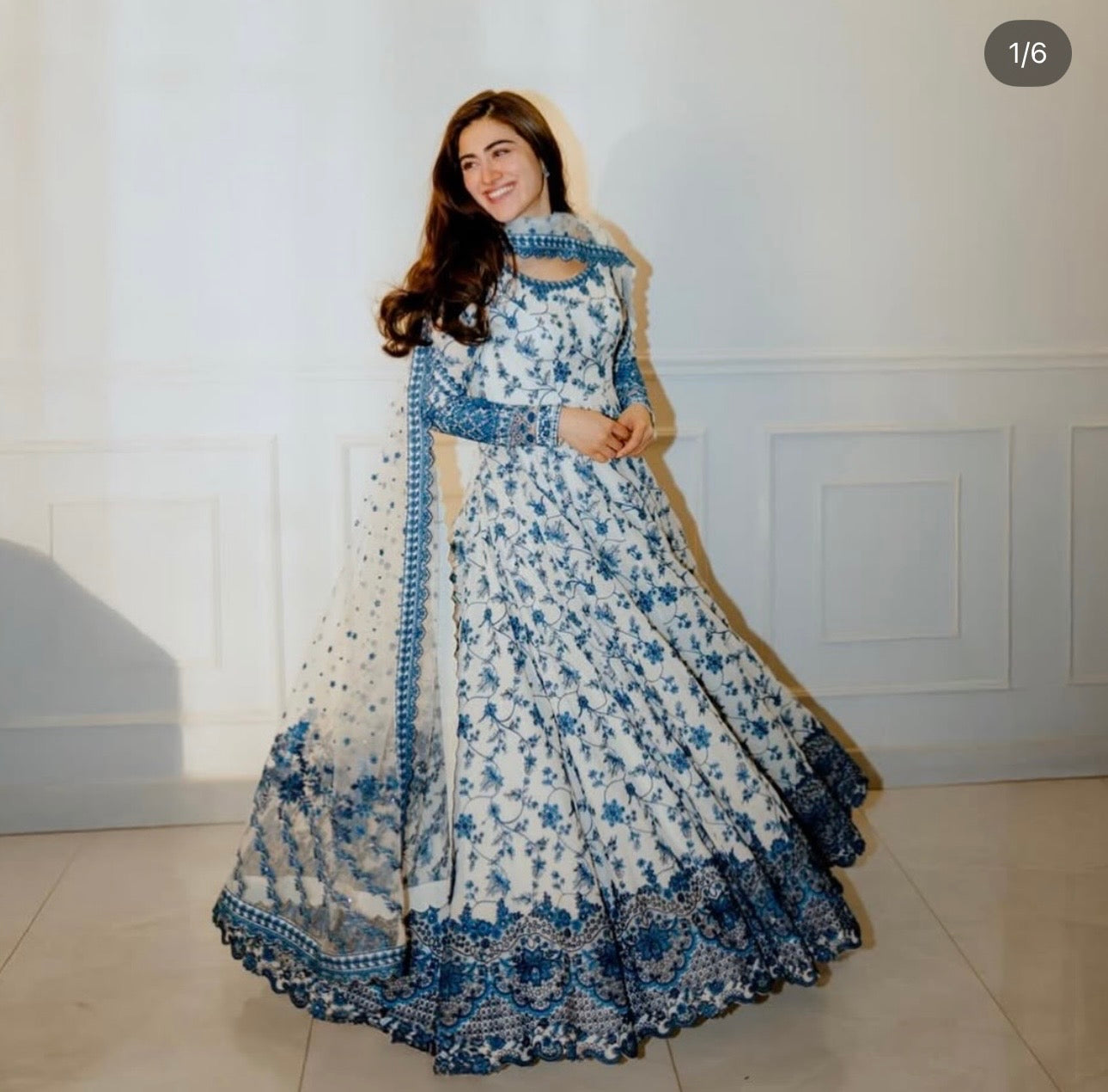 Faiza Sqlain Luxury Embroidered Full Frock / Maxi with Ready to wear Dubata 3PC