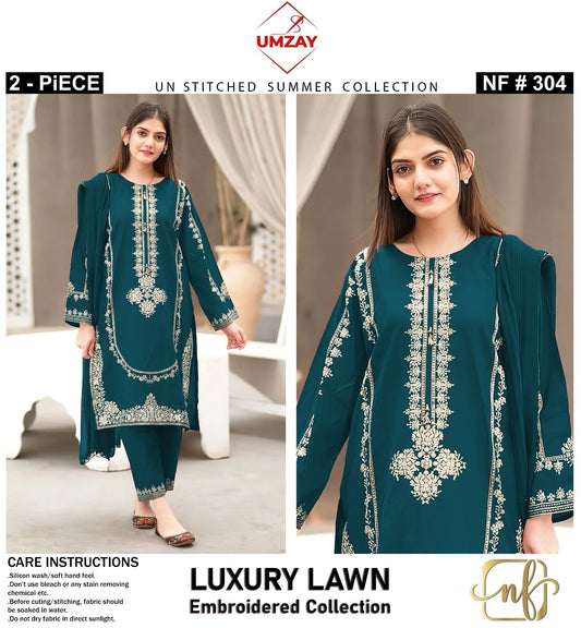 NF-304 Umza Luxury Embroidered Lawn 2PC