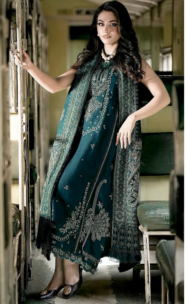 NF-328 Emaan Adil Luxury Embroidered Lawn 3PC