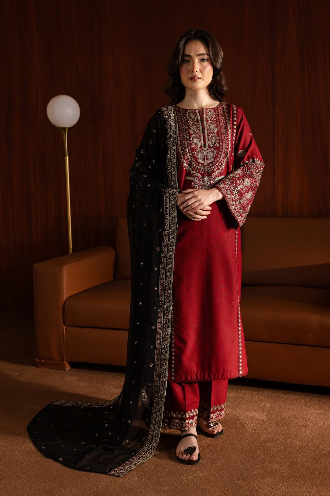NF-729 Batik Winter Special Luxury Embroidered Shawl 3PC
