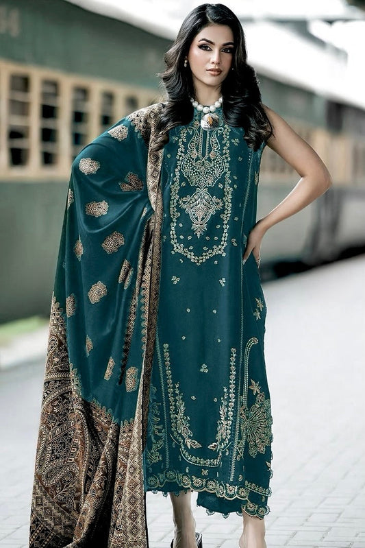 NF-328 Emaan Adil Luxury Embroidered Lawn 3PC