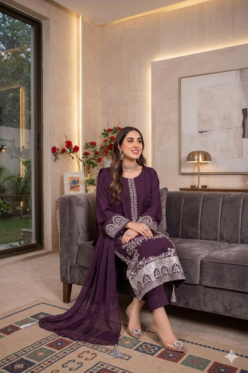 NF-336 Zarkash Luxury Embroidered Lawn 3PC