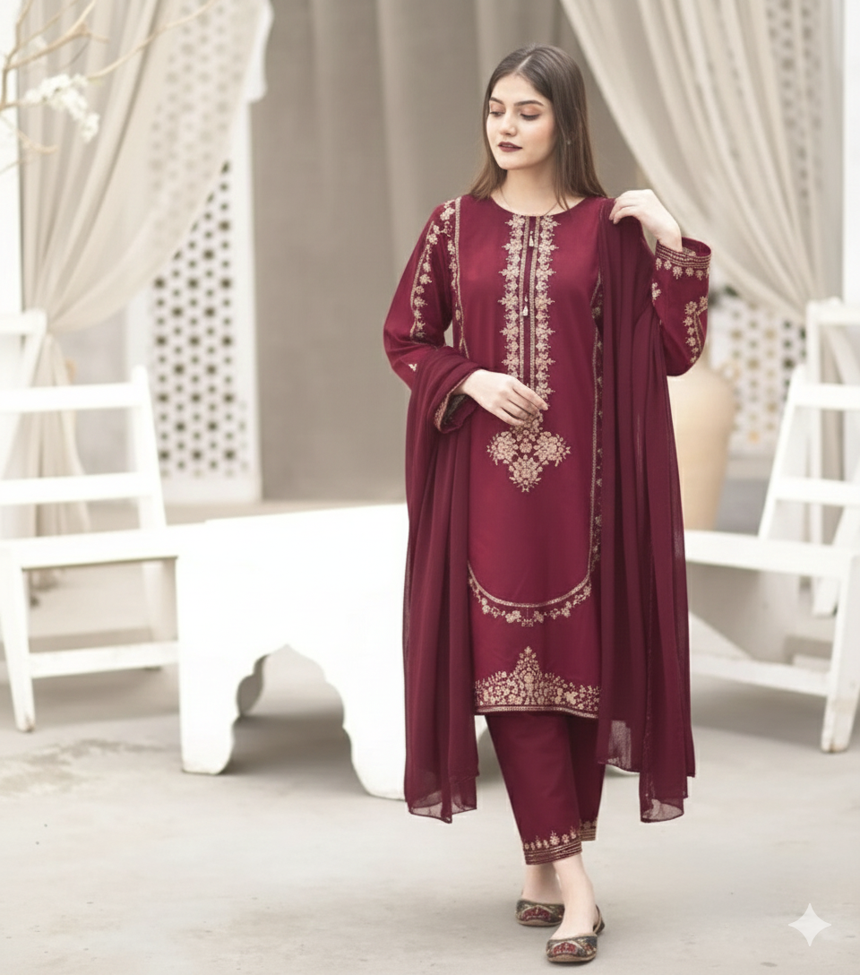 NF-304 Umza Luxury Embroidered Lawn 2PC