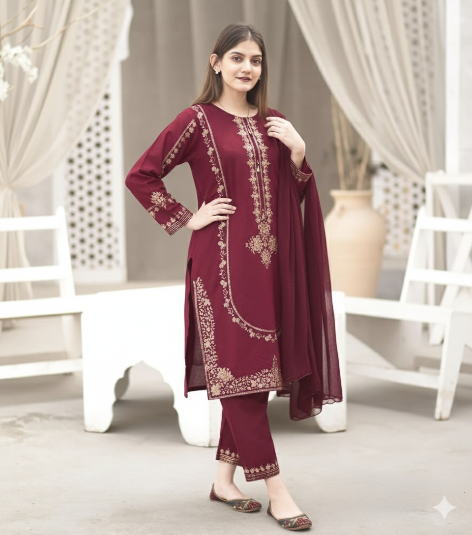 NF-304 Umza Luxury Embroidered Lawn 2PC