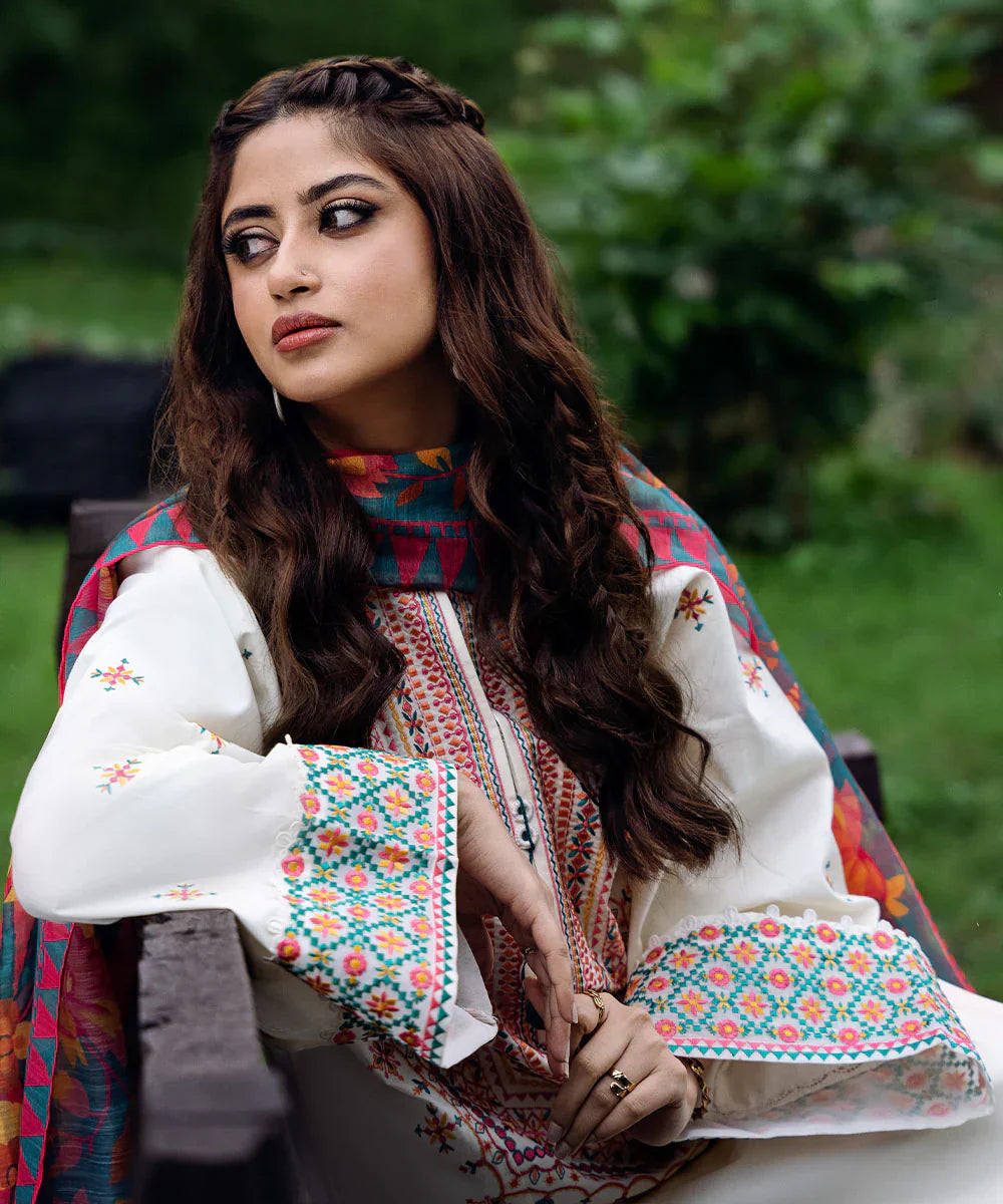 NF-310 Sapphire by Sajjal Luxury Embroidered Lawn 3PC